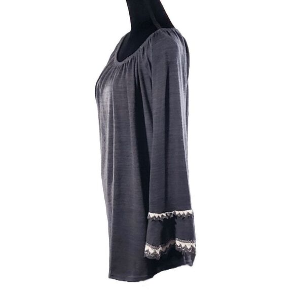 Win Win Grey White Double Lace Sleeve Swing Oversize Tunic Top Size L-XL - Picture 5 of 5
